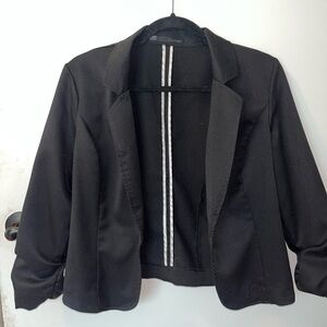 Womens’ black blazer, business casual wear, office clothing, pant suit